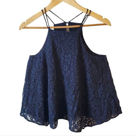 Abercrombie and Fitch Navy lace cami halter top size S - Picture 1 of 10